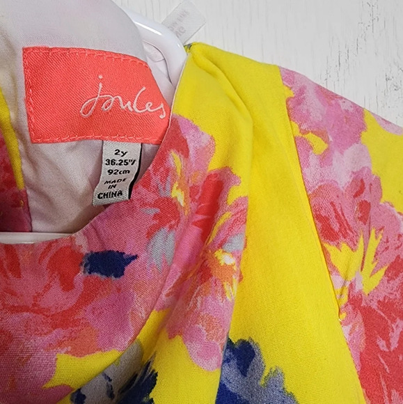 Joules Yellow Pink  Floral Dress Size 2Y - Picture 3 of 7